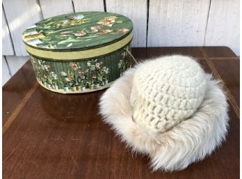 Vintage Don Anderson Knit And Fur Hat And Box