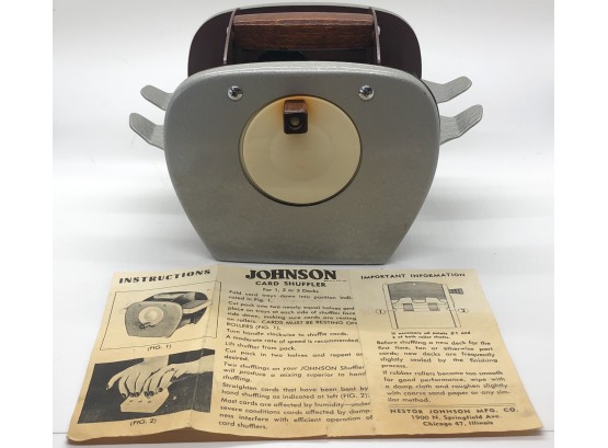 Vintage Johnson Card Shuffler With Box And Manual