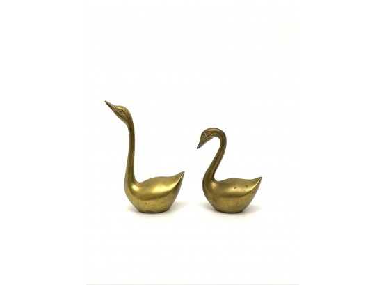 Vintage Brass Swan Figurines