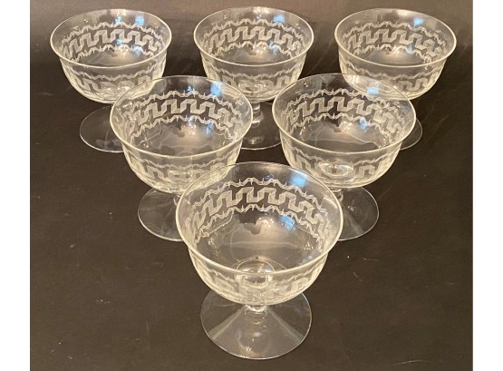 Antique Etched-Glass Dessert Cups