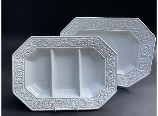 Beautiful White Platter Set, Portuguese Ceramic