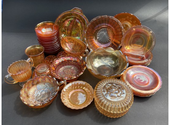 Large Assortment Of Carnival Glass