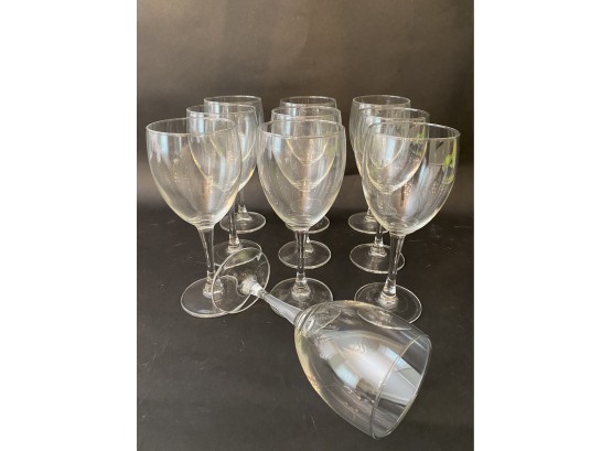 Set Of Ten Stemmed Wine Glasses