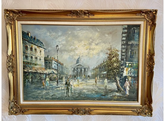 Oil On Canvas Impressionist Streetscape