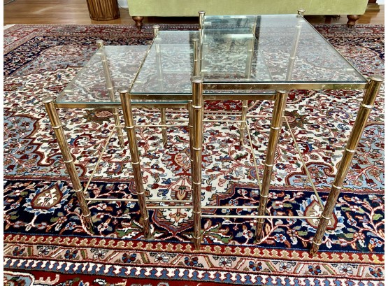 Three Brass And Glass Nesting End Tables