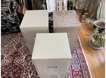 Three Small Two Drawer File Cabinets