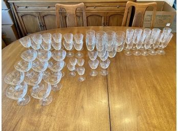 Fine Crystal Etched Forty Eight Piece Stemware Set