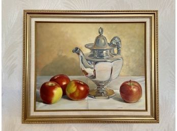 Oil On Canvas By B. Steinsnyder - Apples And Teapot
