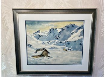 Watercolor By H. Wolf 1945 , Ludwigsberg/Ossweil - Winter Cabin Scene