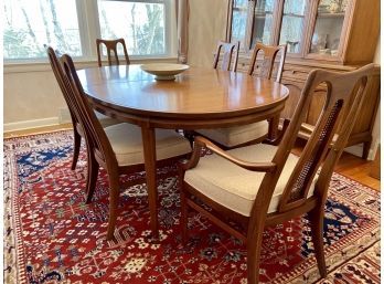 White Furniture Company Dining Table And Six Cane Back Chairs