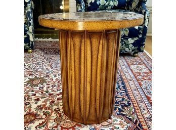 Circular Hardwood Pillar Form End Table/Lamp Stand