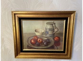 Oil On Canvas Still Life Fruit In Bowl
