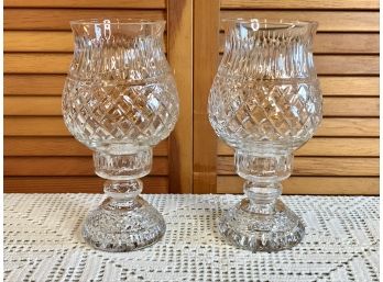 Pair Of Cut Glass Candle Holders