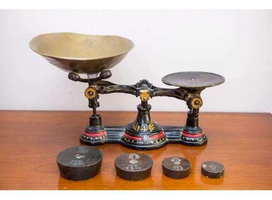 Antique Scale With Weights