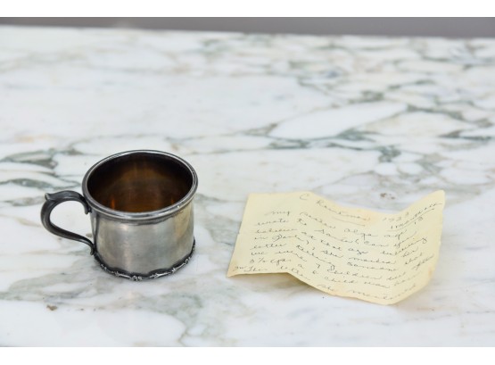 Antique Silverplate Cup With Provenance Note Dated 1923