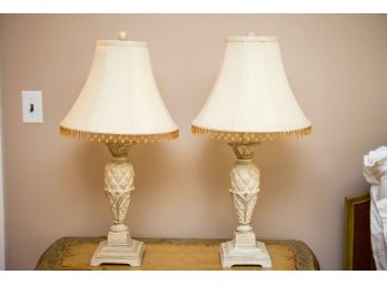 Pair Of Lamps With Beaded Shades