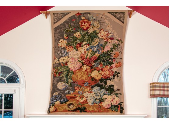 Vintage Floral Display Tapestry W/Mounting Bar