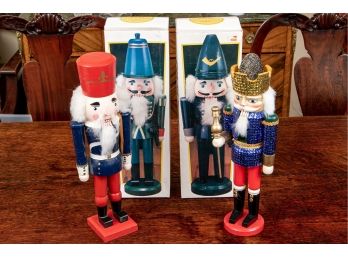 Pair Of Adorable Vintage Hand Painted Wooden Nutcrackers