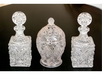 (3) Gorgeous Crystal Bowl And A Pair Of Decanters