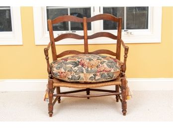 Vintage Carved French Beach Wood Chair-and-a-half