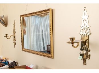 (2) Beautiful Solid Brass Wall Sconces With Elongated Arm For Candlesticks