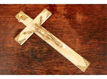 Vintage Wood And Laminate Faux Marble Cross