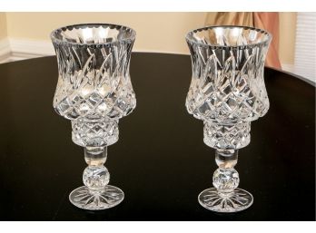 Pair Of Footed Crystal Hurricanes
