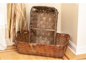 (2) Antique Oak Splint Basket