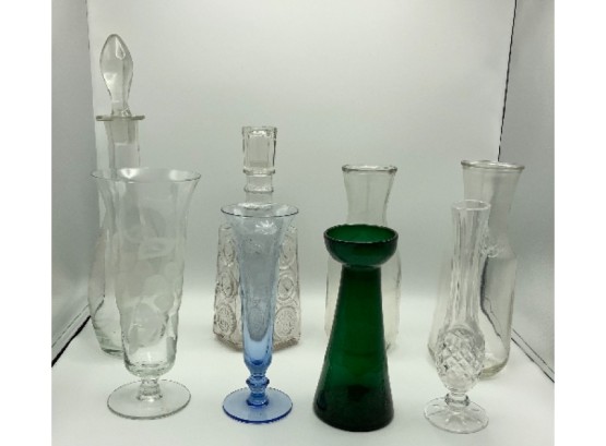 Glass Vases & Decanter Lot