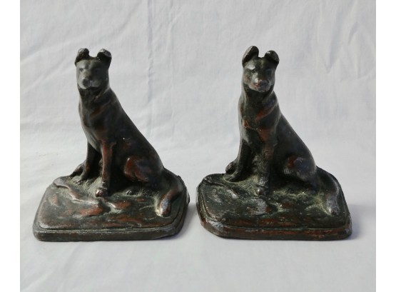 Pair Of Bronze Dog Form Bookends