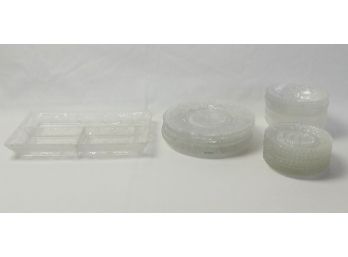 Sandwich Glass Plates, Bowls And Tray