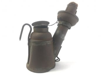 Early 19th C. Tin Miner's Oil Lamp
