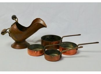 Copper Scuttle And Dry Measure Cups