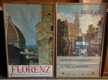 Vintage Florenz & Brugge Framed Travel Posters