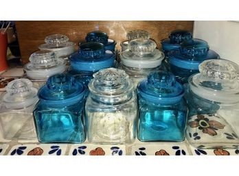 Lot Of Turquoise & Clean Canisters (13)