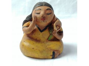 Pottery Figure Of A Woman, Calla Lillies