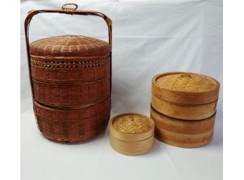 Japanese Bento Basket And Bamboo Steamers