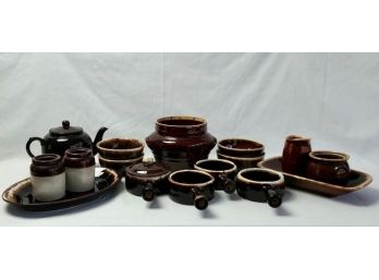 Brown And White Glazed Pottery Pieces (16)