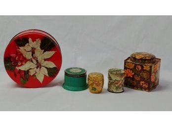 Lot Of Covered Boxes & Tins (5)