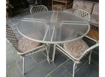 Outdoor Patio Glass Top Table & 6 Chairs