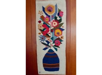 Mid-Century Wool Floral Loomed Tapestry