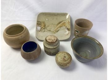 Lot Of Pottery Pieces Including Signed (7)