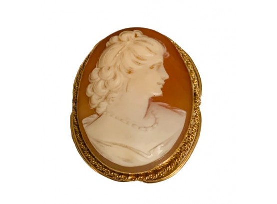Shell Carved 10k Gold Filled Cameo Brooch Or Pendant