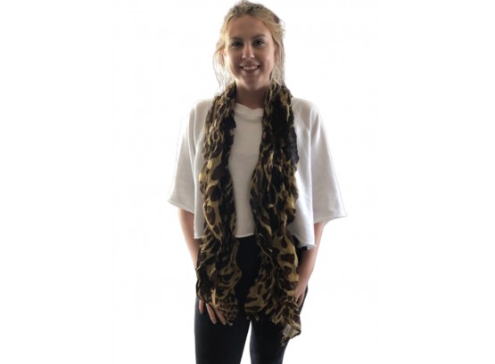 Animal Print Ruched Scarf