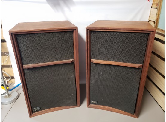 Vintage Late 60/Early 70s Pair Wharfedale W60D 3-Way Stereo Speakers, Walnut Cabinets