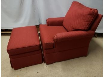 Brick Red Ethan Allen Home Interiors Upholstered Arm Chair & Matching Ottoman