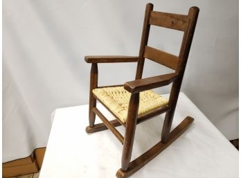 Wood & Rush Seat Child's Rocking Chair