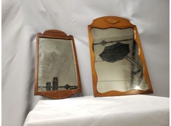 Two Vintage Wood Framed  Mirrors