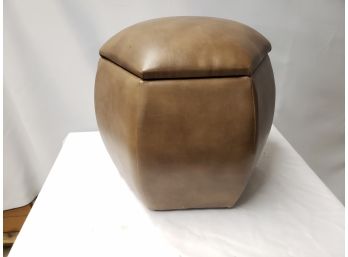 Tan Faux Leather Hexagon Shaped Storage Ottoman