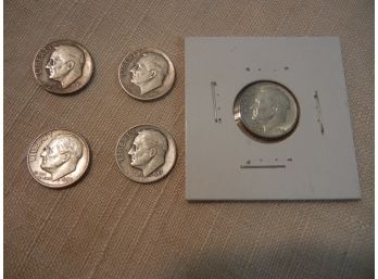 Five Silver Roosevelt Dimes